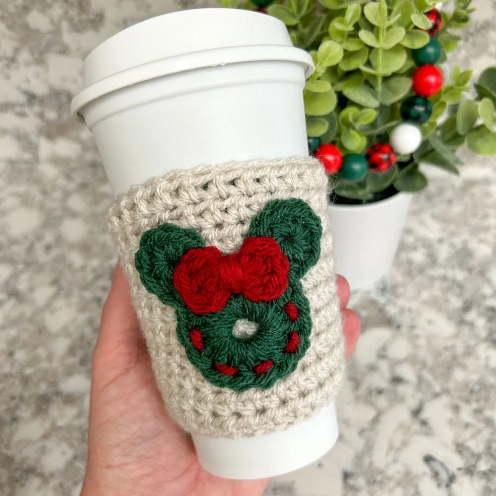 Handmade Crochet Mouse Coffee Cup Cozy Set of 2 - Picture 1 of 2